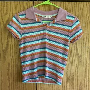 Striped collared top